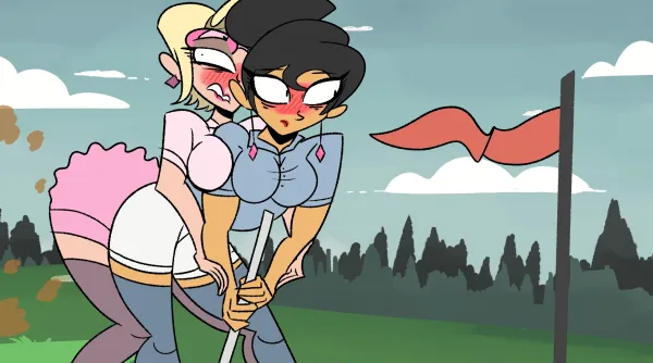 Lesbian Golf Couple Poop Desperation